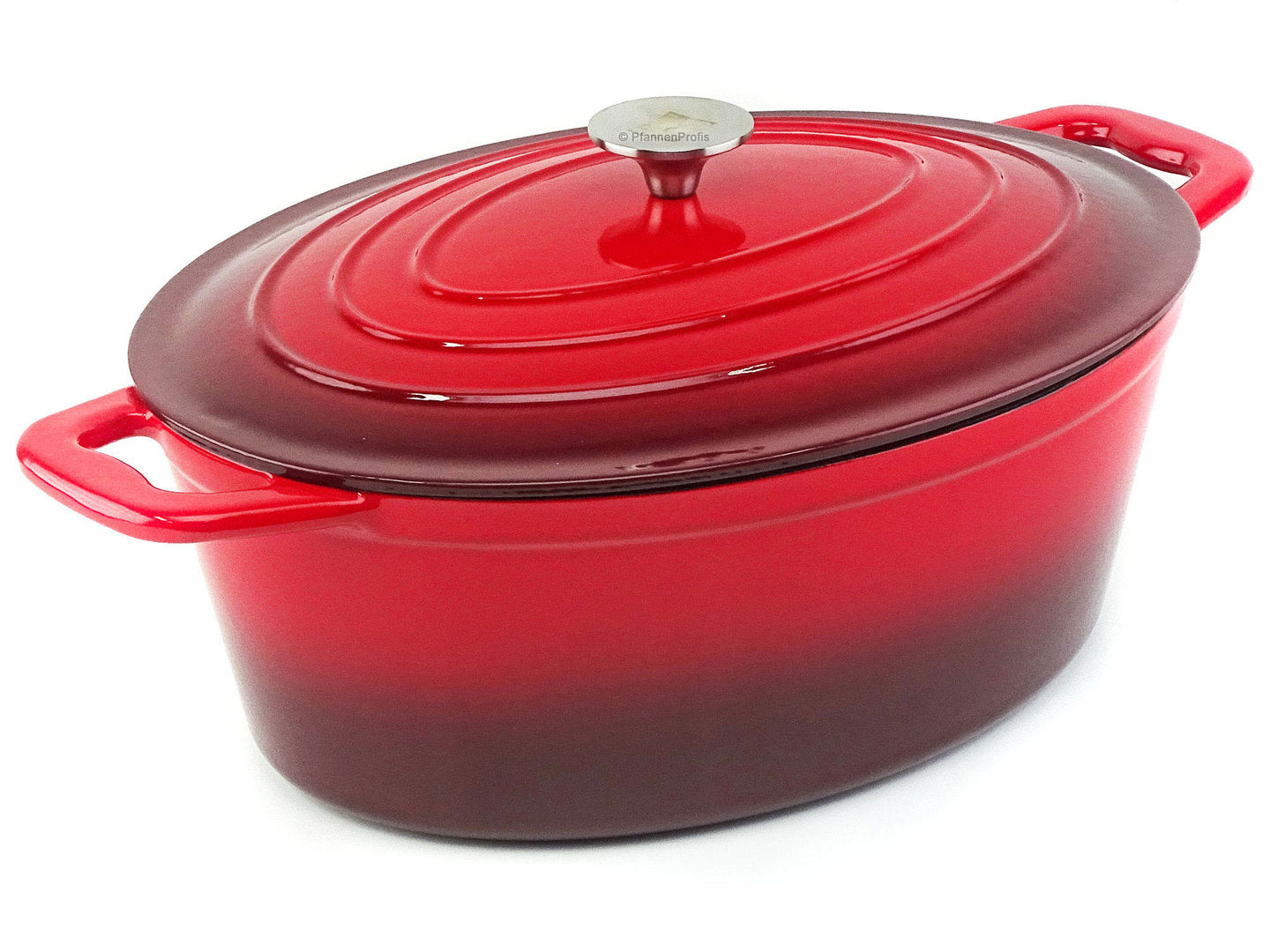 28cm Red Cast Iron Shallow Casserole Dish With Lid