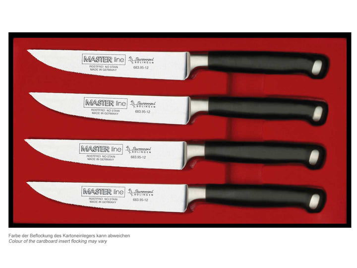 BURGVOGEL Solingen Steakmesser-Set MASTER LINE 4-tlg geschmiedet Geschenkkarton