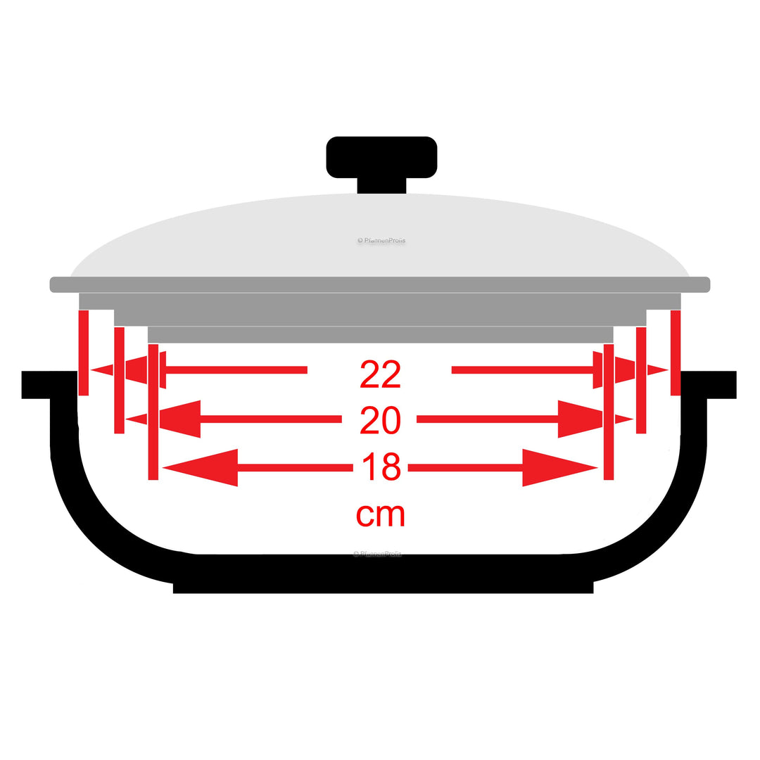 VITRINOR 3-in-1 Multi glass lid for 3 sizes 18, 20, 22 cm