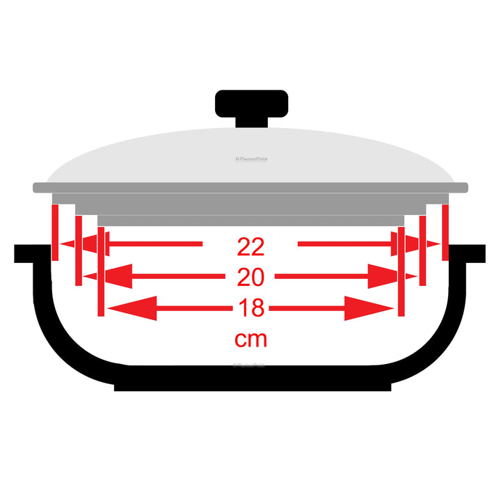 VITRINOR 3-in-1 Multi glass lid for 3 sizes 18, 20, 22 cm