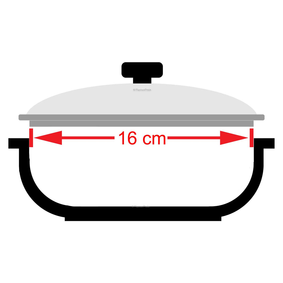 CASTEY Coperchio in vetro da 16 cm con anello in silicone resistente al calore fino a 220°C resistente al forno