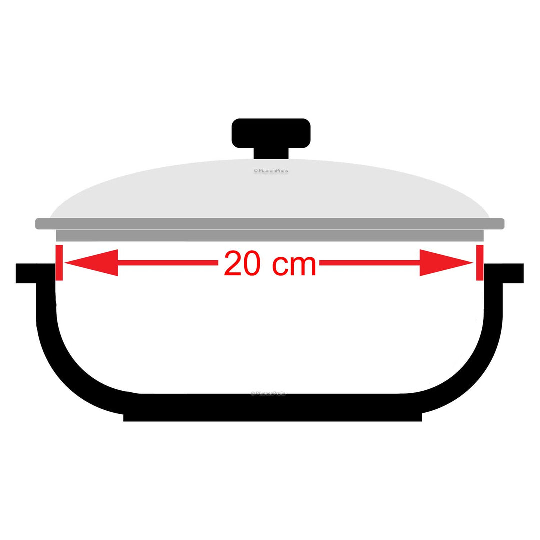 CASTEY couvercle en verre 20 cm avec anneau en silicone résistant à la chaleur jusqu'à 220°C résistant au four