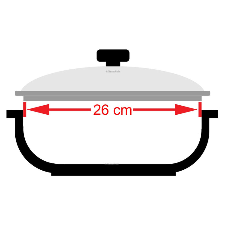 CASTEY couvercle en verre 26 cm avec anneau en silicone résistant à la chaleur jusqu'à 220°C résistant au four