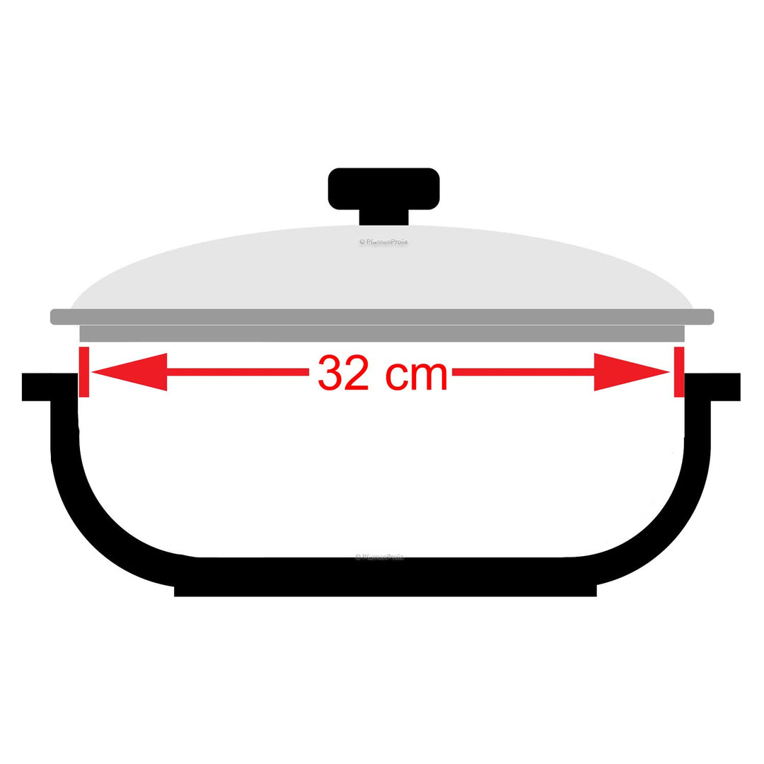 CASTEY couvercle en verre 32 cm avec anneau en silicone résistant à la chaleur jusqu'à 220°C résistant au four