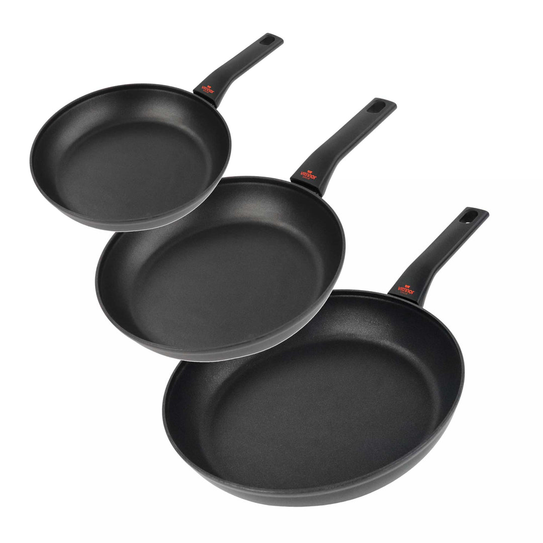 VITRINOR 3 pcs. frypan set CHEF COLLECTION 20, 24, 28 cm enameled steel non-stick