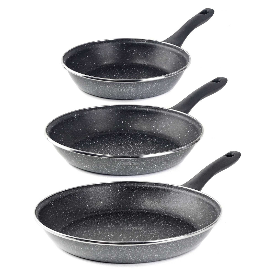 VITRINOR 3-piece frypan set K2 20, 24, 28 cm enameled steel non-stick pans