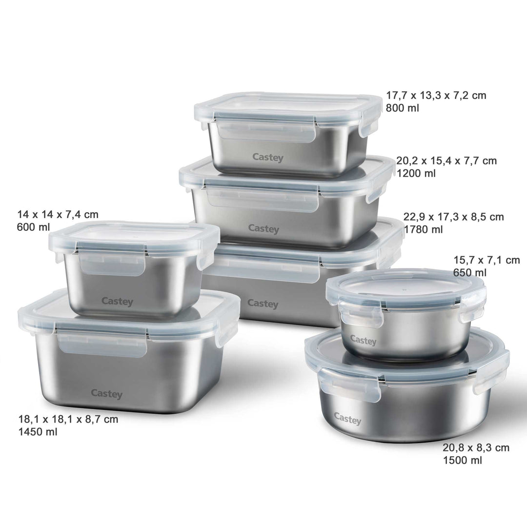 CASTEY food storage container stainless steel microwave-safe 1.2 l rectangular