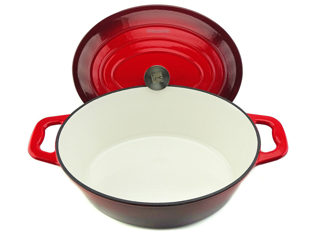 cast iron 35 casserole oval red cm large –